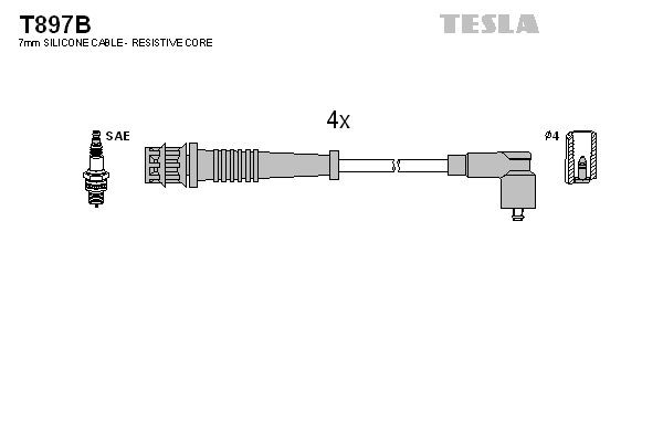 TESLA Σετ καλωδίων υψηλής τάσης T897B TESLA T897B Σετ μπουζοκαλώδια Fiat Brava 182 τιμες