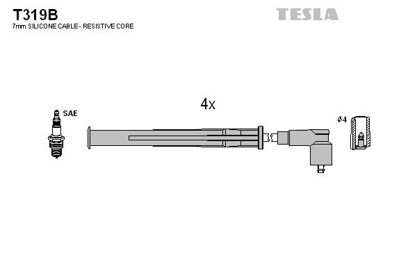 Tennplugg kabelsett TESLA T319B TESLA T319B: Tennledningssett Renault CLIO 2025