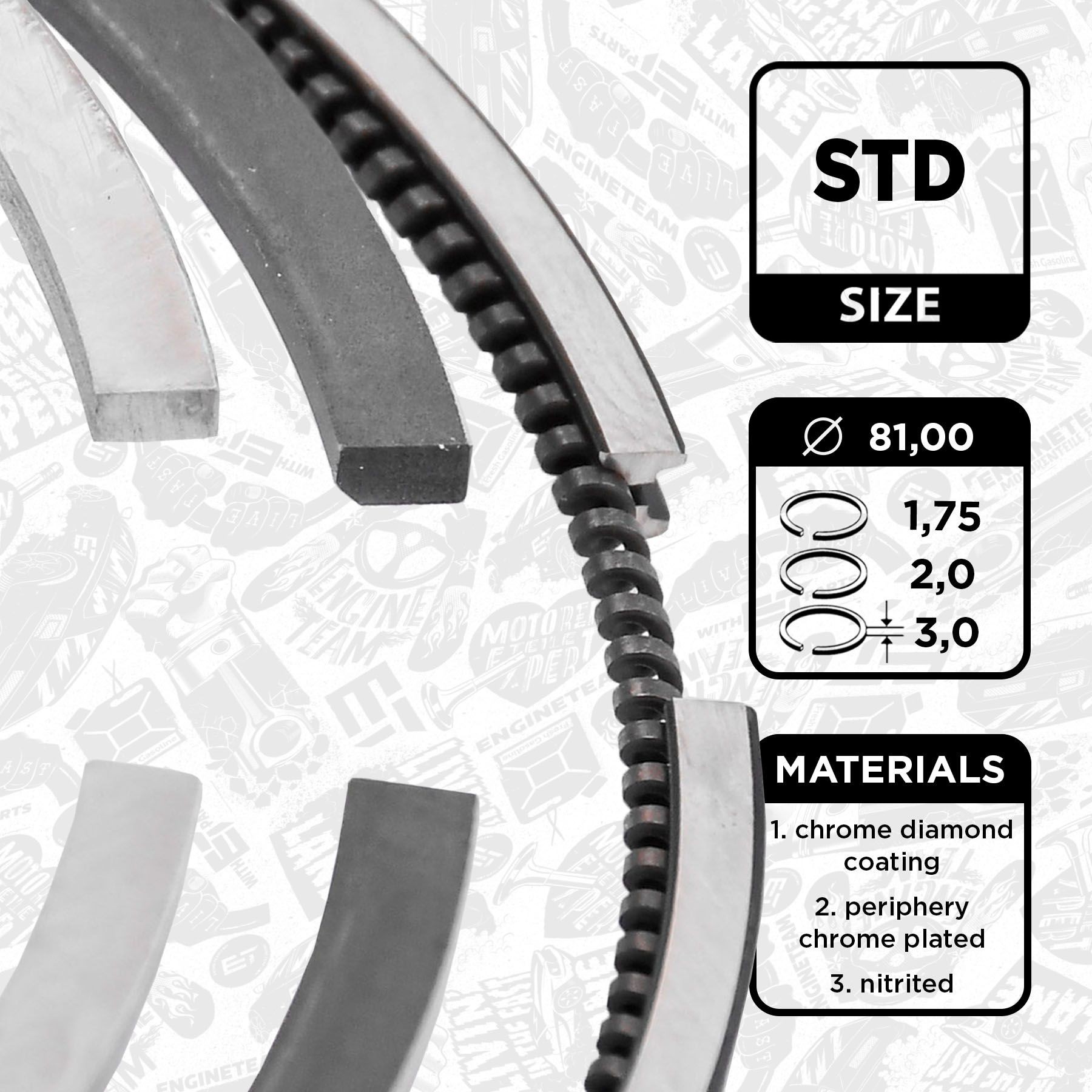 ET ENGINETEAM Kit fasce elastiche R1009100 R1009100 costo Fasce elastiche PEUGEOT 106 ET ENGINETEAM