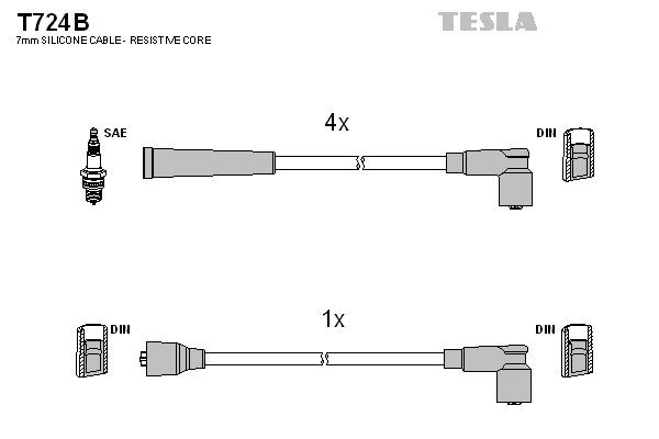 TESLA Bougiekabels T724B T724B Bougiekabelset FIAT 125 TESLA