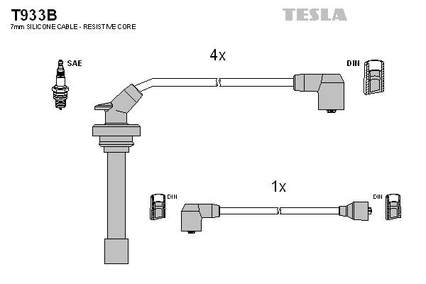 TESLA Sada zapaľovacích káblov T933B T933B Sviečkové káble PORSCHE 356 TESLA