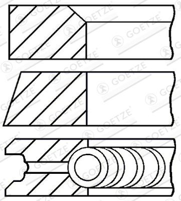 GOETZE ENGINE Jeu de segments de pistons 08-527500-00 GOETZE ENGINE 08-527500-00 Segment moteur AR6 Bus (280) d'origine prix