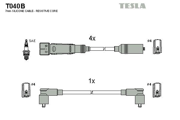 TESLA Bougiekabels T040B Volkswagen BEETLE Bougiekabelset TESLA T040B