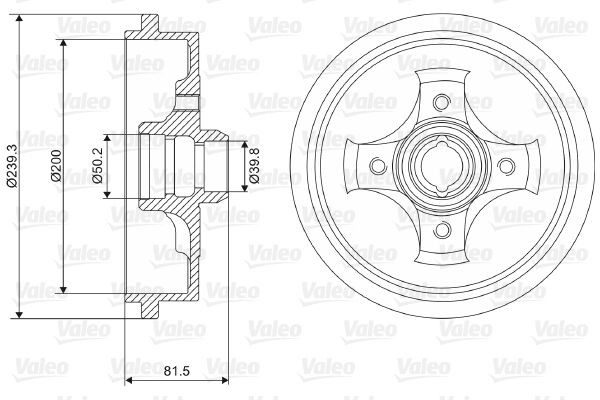 VALEO Bremsetrommel 237049 Trommelbremser VALEO Audi A4 237049