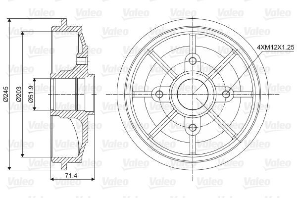 VALEO Bremsetrommel 237016 Bremsetrommel VALEO 206 237016 billige