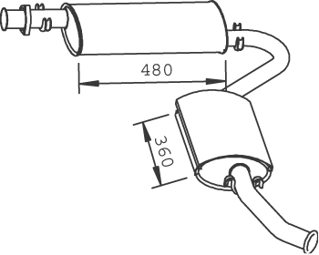 DINEX Mellem- / bagerste lydpotte 33309 33309 Bagpotte DINEX PEUGEOT 106