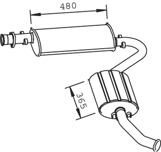 DINEX Mellem- / bagerste lydpotte 33354 Lyddæmper udstødning DINEX Fiat UNO 33354