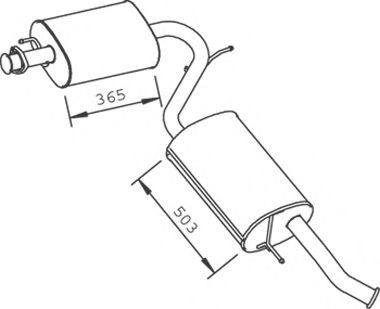 DINEX Mellem- / bagerste lydpotte 33326 Resonator udstødning DINEX Peugeot 301 33326