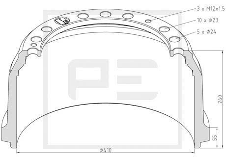 PETERS ENNEPETAL Piduritrummel 016.526-00A 016.526-00A Trummelpidur KIA SPORTAGE PETERS ENNEPETAL
