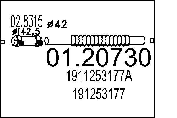 MTS Joustoputki, pakoputkisto 01.20730 01.20730 MTS Pakoputken jousto PEUGEOT 205