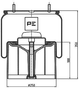 PETERS ENNEPETAL Pneimoatsperes spilvens, Pneimopiekare 084.059-74A Pneimo piekare FORD PETERS ENNEPETAL 084.059-74A