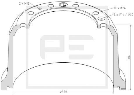 PETERS ENNEPETAL Sada brzd. obloż., Bubn. brzda 086.177-20A PETERS ENNEPETAL Čeľustí parkovacej brzdy RENAULT 086.177-20A