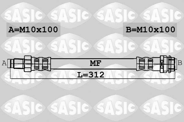 SASIC Jarruletku 6606034 Jarruletku SASIC Etuakseli, Oikea, 312 mm, M10X100