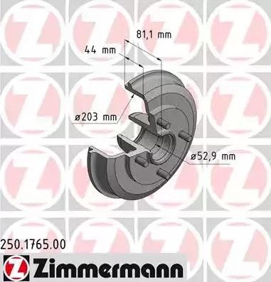 ZIMMERMANN Remtrommel 250.1765.00 250.1765.00 Remtrommel FORD MAVERICK ZIMMERMANN