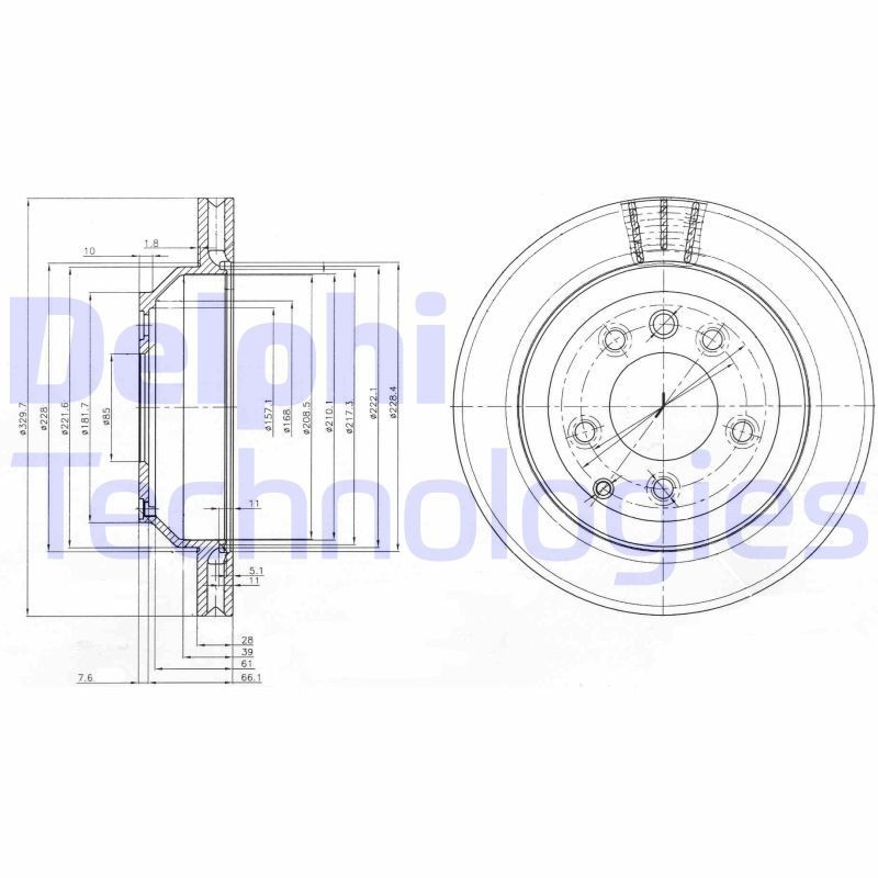 DELPHI Disque de frein BG3775C BG3775C Disque de frein sport Volkswagen TIGUAN DELPHI