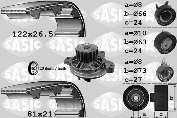 SASIC Wasserpumpe + Zahnriemensatz 3906052 Zahnriemenkit SASIC Volvo C30 3906052