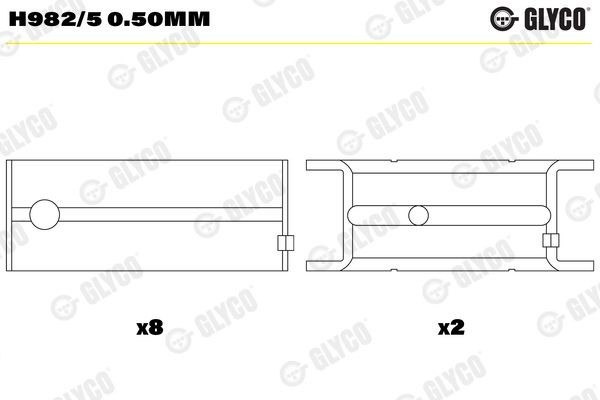 GLYCO Väntvõlli laager H982/5 0.50mm GLYCO H982/50.50mm Väntvõlli laager Captiva (C100, C140) hind
