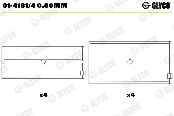 GLYCO Vevstakslager 01-4181/4 0.50mm Simca Sunbeam Vevstakslager GLYCO 01-4181/4 0.50mm