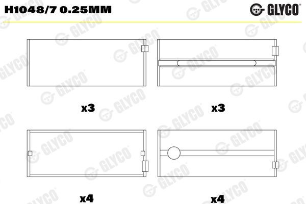GLYCO Väntvõlli laager H1048/7 0.25mm H1048/7 0.25mm GLYCO Väntvõlli laager Iveco odav