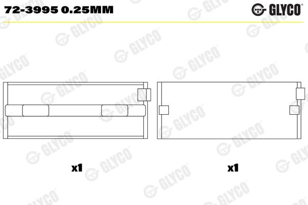 GLYCO Hoofdlager 72-3995 0.25mm Krukaslagers Alfa Romeo 937 72-3995 0.25mm GLYCO