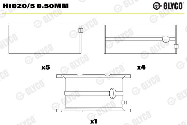 GLYCO Väntvõlli laager H1020/5 0.50mm GLYCO Väntvõlli laager IVECO H1020/5 0.50mm