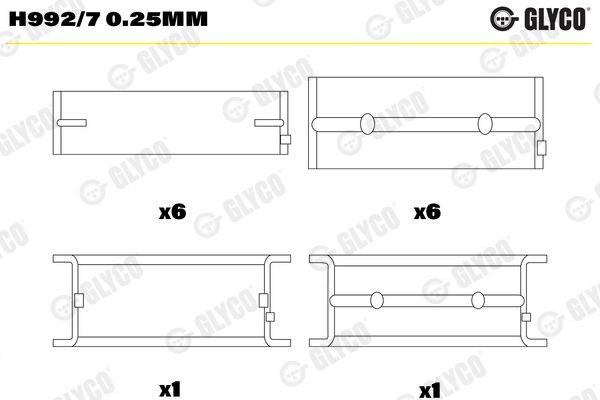 GLYCO Bronzine di banco H992/7 0.25mm Bronzine di banco Mercedes-Benz W163 H992/7 0.25mm GLYCO