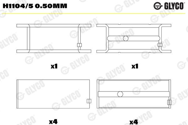 GLYCO Väntvõlli laager H1104/5 0.50mm GLYCO H1104/5 0.50mm Väntvõlli laager PEUGEOT Boxer Platform / Chassis (230) odav