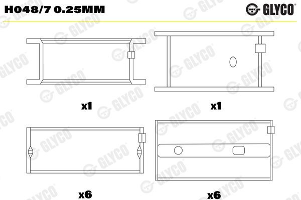GLYCO Coussinet de vilebrequin H048/7 0.25mm Mercedes-Benz /8 Coussinets de palier GLYCO H048/7 0.25mm