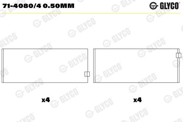 GLYCO Drijfstanglager 71-4080/4 0.50mm GLYCO 71-4080/40.50mm Drijfstanglagerschalen TurboCity 480 / 580 prijs