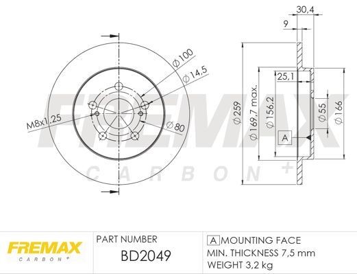 FREMAX Disque de frein BD-2049 BD-2049 Disque de frein sport SUBARU WRX FREMAX
