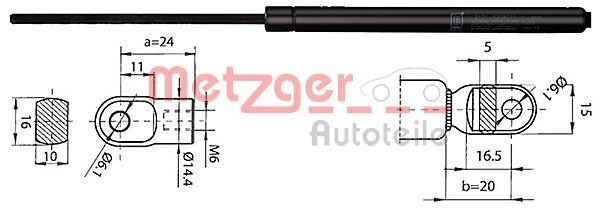 Vérin de capot METZGER 2110377 METZGER 2110377: Vérin de capot Porsche BOXSTER 2004