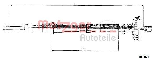 METZGER Cabo de aço, accionamento da embraiagem 10.340 METZGER 10.340 Cabo de embreagem SEAT TOLEDO custo