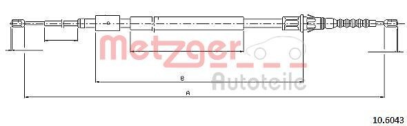METZGER Tautrekk, håndbremse 10.6043 Håndbrekk METZGER Peugeot 306 10.6043