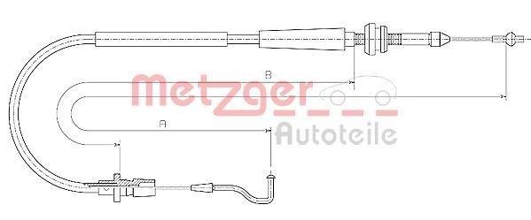 METZGER Plynové lanko 11.0637 Plynové lanko METZGER Mercedes-Benz VIANO 11.0637