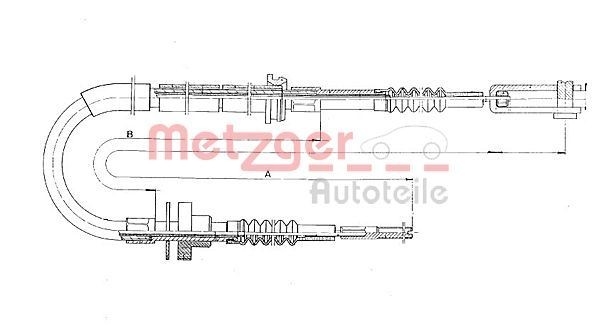 METZGER Cabo de aço, accionamento da embraiagem 11.3910 METZGER 11.3910 Cabo de embreagem Mercedes Sprinter W903 Van originais preço