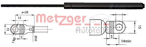 Gasfjeder, motorhjelm METZGER 2110213 METZGER 2110213: Gasdæmper til motorhjelm Audi 80 2021