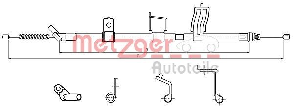 METZGER Trose, Stāvbremžu sistēma 17.0328 17.0328 Rokas bremzes trose NISSAN TRADE METZGER