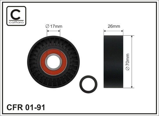 Rullo tenditore cinghia Poly-V CAFFARO 01-91 CAFFARO 01-91 Puleggia tendicinghia Toyota AURIS 2009