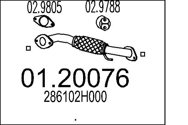 MTS Eksosrør 01.20076 MTS 01.20076 originale Eksosrør Hyundai i10 pa hva koster