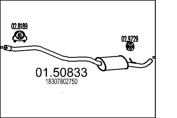 Vidējais izpl. gāzu trokšņa slāpētājs MTS 01.50833 MTS 01.50833 Vidējais trokšņa slāpētājs BMW 1. Sērija 2017