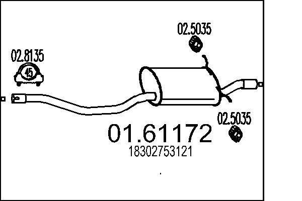 MTS Takaäänenvaimentaja 01.61172 Mini Coupe R58 takaäänenvaimennin MTS 01.61172