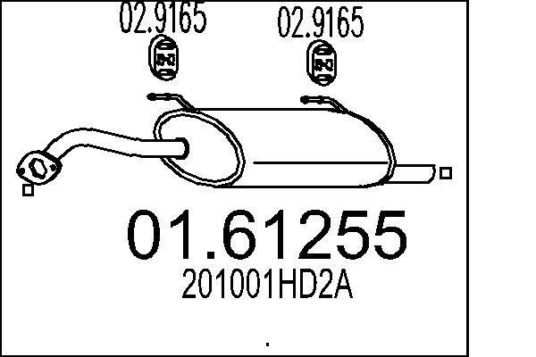 MTS Bakre ljuddämpare 01.61255 MTS 01.61255 Bakre ljuddämpare Mercedes M-klass kostand