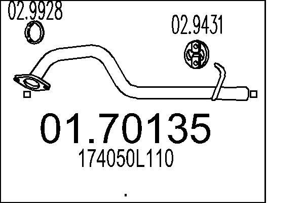 MTS Udstødningsrør 01.70135 01.70135 Udstødningsrør TOYOTA YARIS MTS