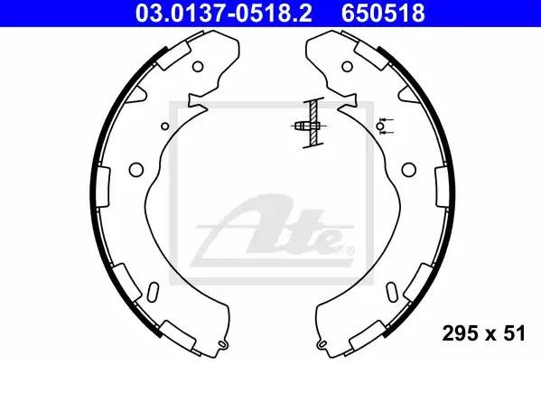 ATE Brake Shoe Set 03.0137-0518.2 Mitsubishi L400 ATE brake shoes 03013705182