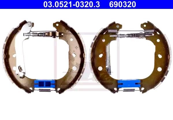 ATE Bremžu komplekts, Trumuļu bremzes 03.0521-0320.3 ATE 03.0521-0320.3 Bremžu komplekts, trumuļu bremzes Rekord E1 Saloon cena