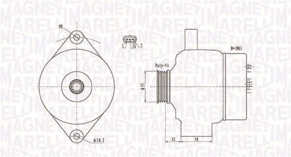 Alternatore MAGNETI MARELLI 063731803010 MQA1803 MAGNETI MARELLI 063731803010 Dinamo Suzuki IGNIS 2008
