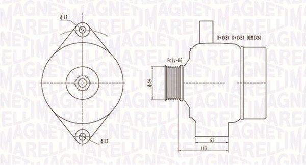 MAGNETI MARELLI Δυναμό 063731952010 063731952010 Δυναμό SAAB 96 MAGNETI MARELLI