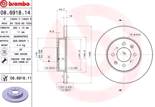 BREMBO Disque de frein 08.6918.11 BREMBO Prime 08.6918.11 Disque de frein