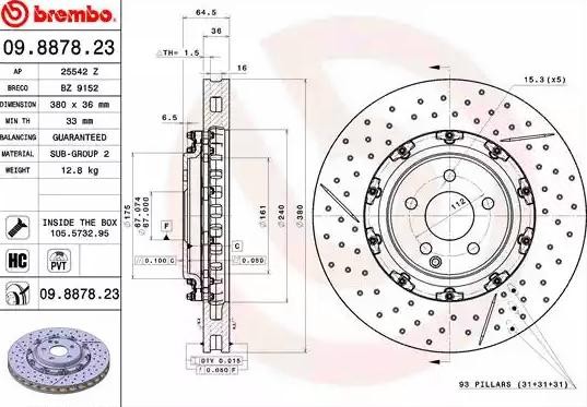 BREMBO Disco freno 09.8878.23 Disco freno BREMBO Prime 09.8878.23 costo Tuning SL R129