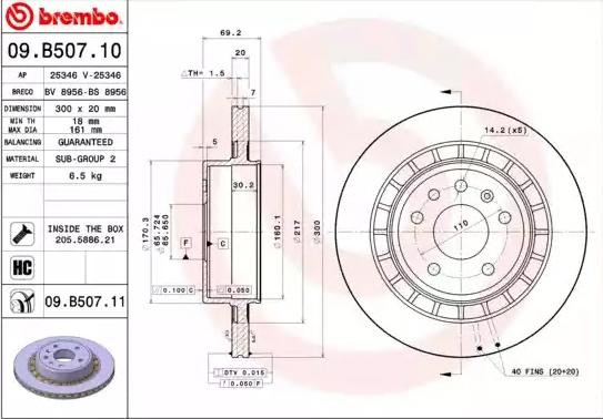 BREMBO Bremseskive 09.B507.11 BREMBO Prime 09.B507.11 Bremseskive